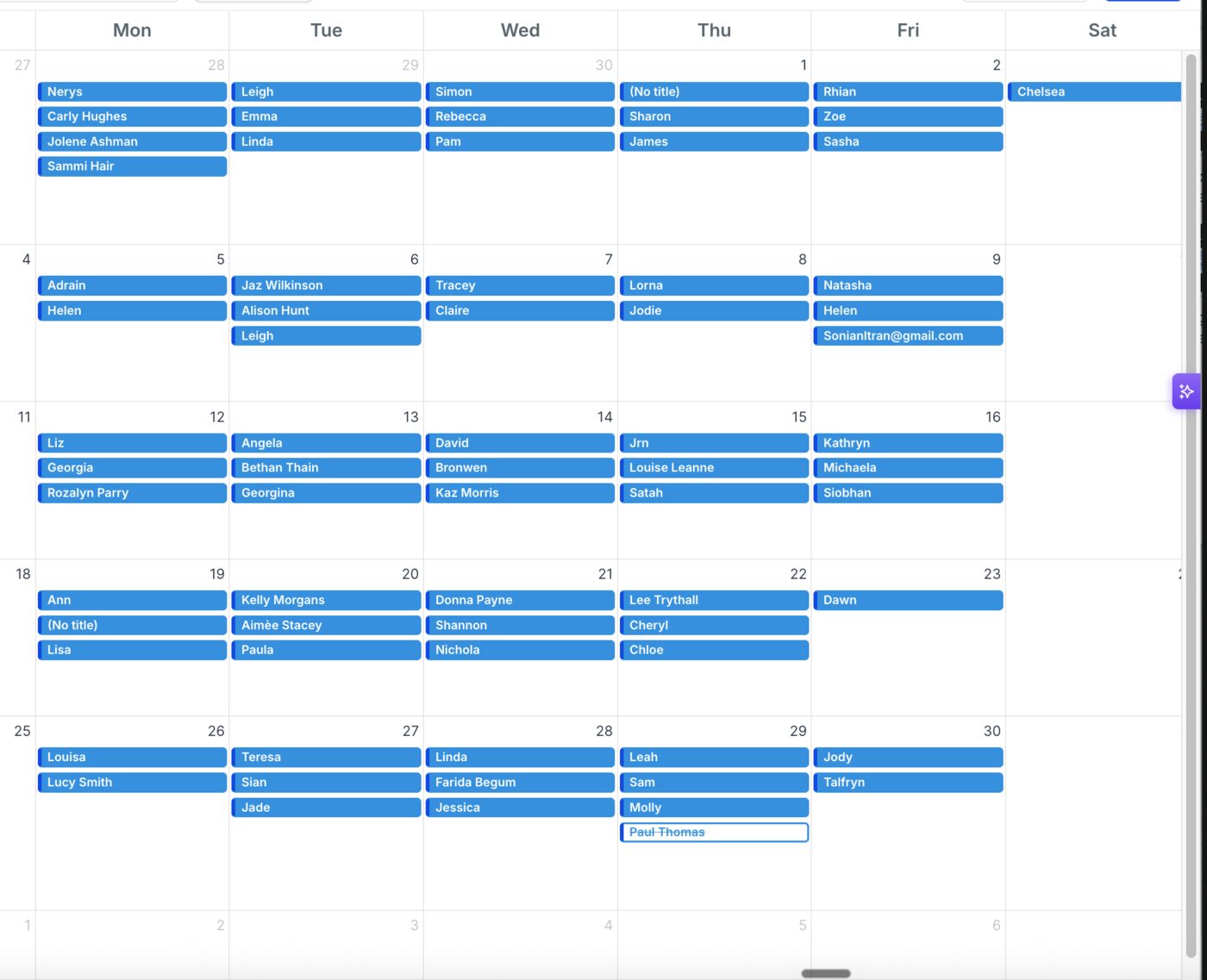A month of carpet cleaning jobs booked into the diary, three and four a day